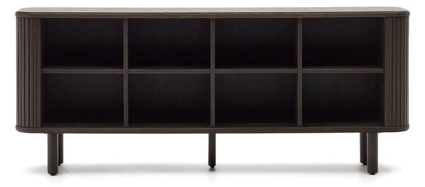 Tmavě hnědá nízká komoda v dekoru jasanu s posuvnými dveřmi 180x75 cm Mailen – Kave Home