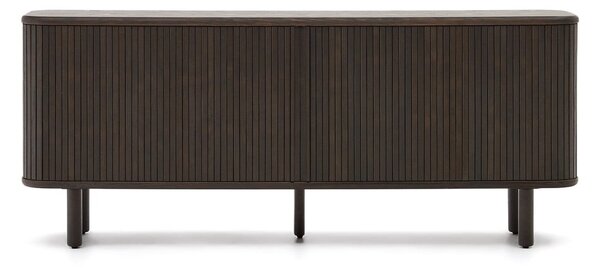 Tmavě hnědá nízká komoda v dekoru jasanu s posuvnými dveřmi 180x75 cm Mailen – Kave Home