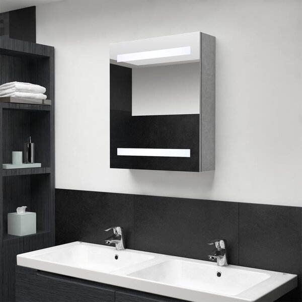 LED koupelnová skříňka se zrcadlem betonově šedá 50x14x60 cm