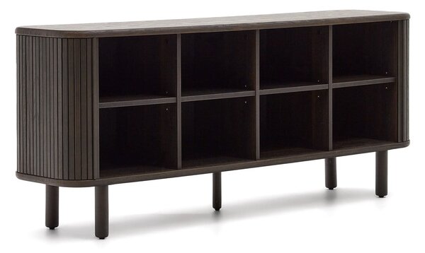 Tmavě hnědá nízká komoda v dekoru jasanu s posuvnými dveřmi 180x75 cm Mailen – Kave Home