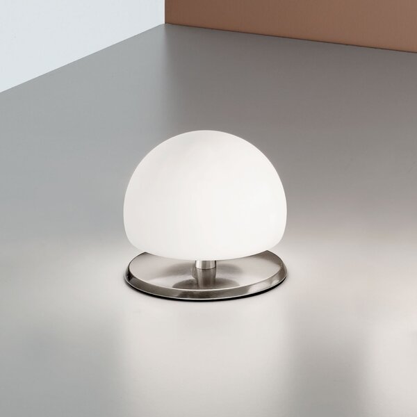 Fabas 3570-30-178 Morgana, dotyková stolní lampa satinovaný nikl/mléčné sklo, 1xG9 33W, průměr 15cm