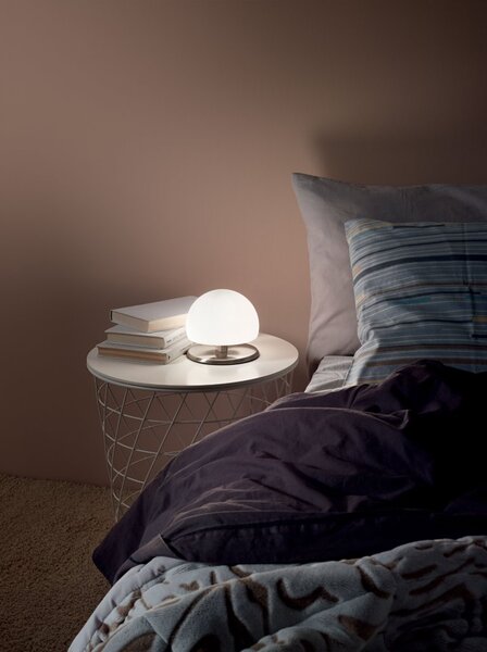 Fabas 3570-30-178 Morgana, dotyková stolní lampa satinovaný nikl/mléčné sklo, 1xG9 33W, průměr 15cm