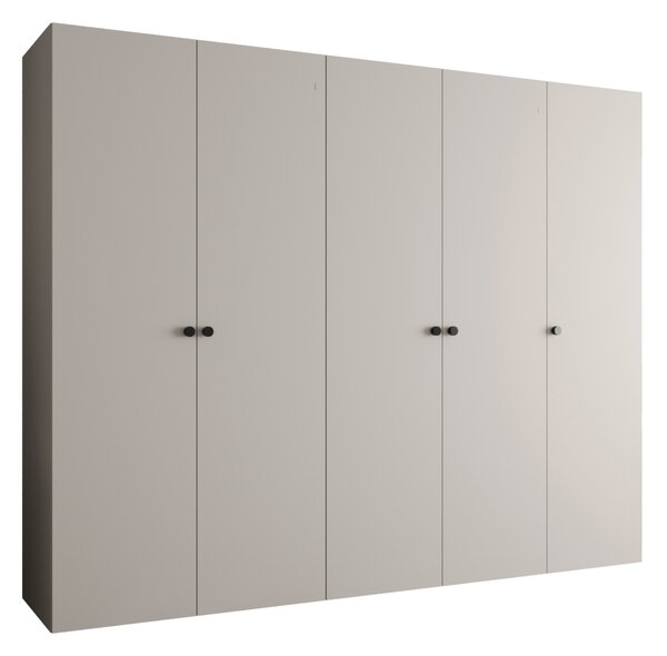 Elegantní šatní skříň CAITIR 1 250 cm - kašmír / černé úchyty