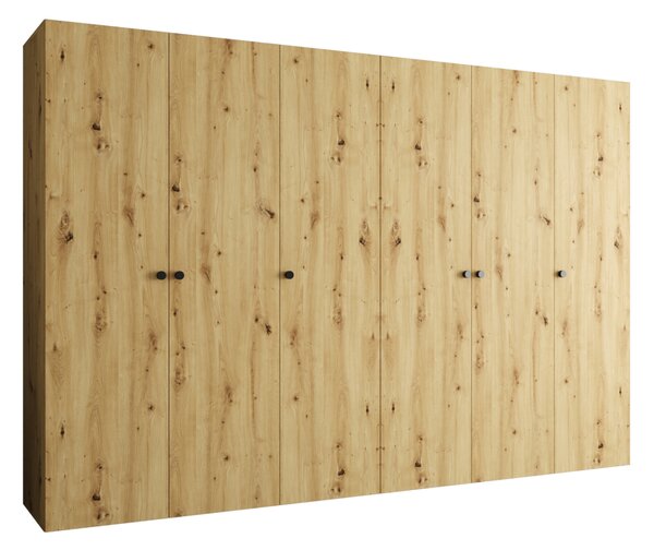 Elegantní šatní skříň CAITIR 1 300 cm - dub artisan / černé úchyty