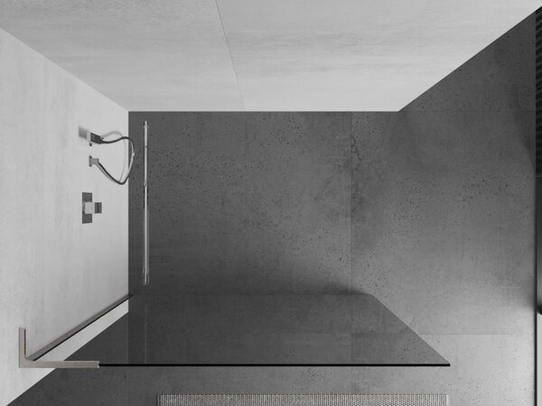Mexen Kioto L, sprchová zástěna Walk-In 65 x 200 cm, 8mm čiré sklo, broušená ocel profil, 800-065-103-97-00