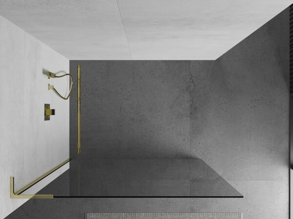 Mexen Kioto L, sprchová zástěna Walk-In 50 x 200 cm, 8mm čiré sklo, zlatý lesklý profil, 800-050-103-50-00