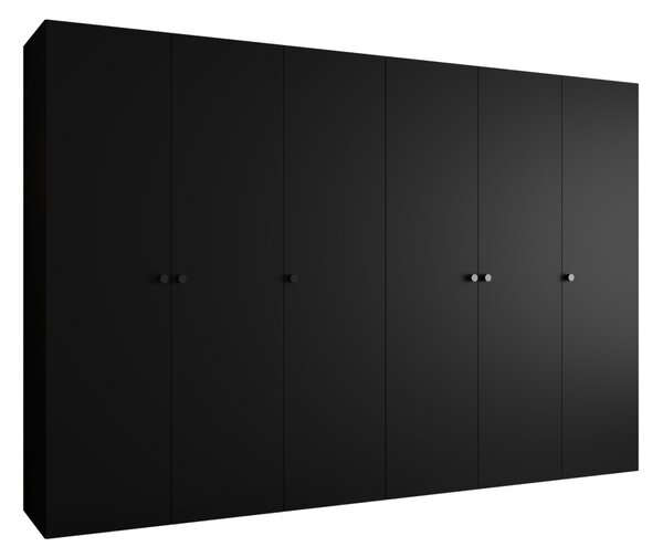 Elegantní šatní skříň CAITIR 1 300 cm - černá / černé úchyty