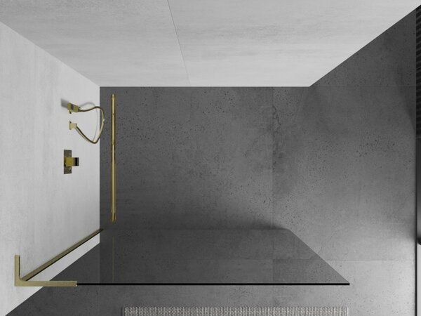 Mexen Kioto L, sprchová zástěna Walk-In 65 x 200 cm, 8mm čiré sklo, zlatý matný profil, 800-065-103-55-00