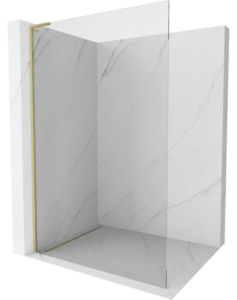 Mexen Kioto L, sprchová zástěna Walk-In 65 x 200 cm, 8mm čiré sklo, zlatý matný profil, 800-065-103-55-00