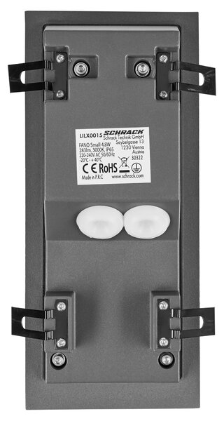 Schrack Venkovní zápustné svítidlo Fano Small LED 4,8W 3000K, antracit, rozměr 10,5x23,8cm, IP65