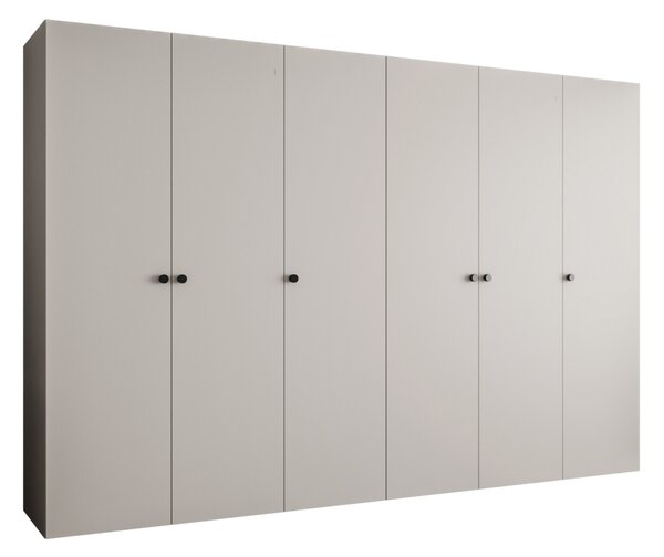 Elegantní šatní skříň CAITIR 1 300 cm - kašmír / černé úchyty