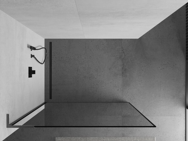 Mexen Kioto L, sprchová zástěna Walk-In 70 x 200 cm, 8mm čiré sklo černý vzor, ​​grafitový profil, 800-070-103-66-70