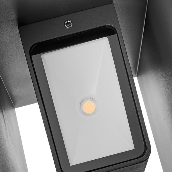 Schrack Venkovní nástěnné svítidlo Lugo Square LED 13,2W 3000K, antracit, výška 24cm, IP54