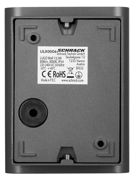 Schrack Venkovní nástěnné svítidlo Lugo Wall LED 13,5W 3000K, antracit, výška 13,9cm, IP54
