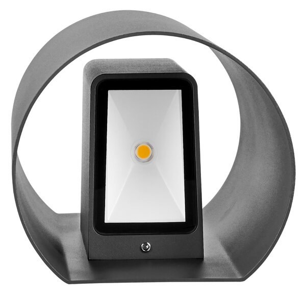 Schrack Venkovní nástěnné svítidlo Lugo Round LED 13,2W 3000K, antracit, výška 24cm, IP54