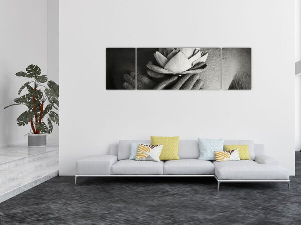 Obraz - Lotos v rukou Buddhy (170x50 cm)
