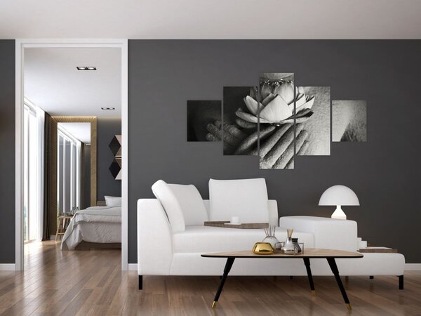 Obraz - Lotos v rukou Buddhy (125x70 cm)