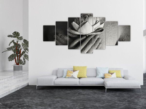 Obraz - Lotos v rukou Buddhy (210x100 cm)