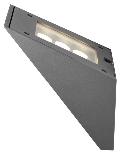 Schrack Venkovní nástěnné svítidlo Toledo LED 9W 3000K, antracit, výška 17,9cm, IP54