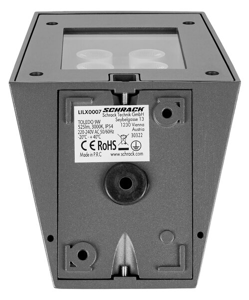 Schrack Venkovní nástěnné svítidlo Toledo LED 9W 3000K, antracit, výška 17,9cm, IP54