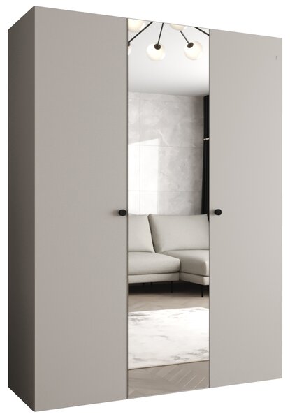 Zrcadlová šatní skříň CAITIR 2 150 cm - kašmír / černé úchyty