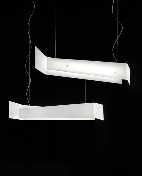 Quadrifoglio Group Sveva, designové svítidlo nad jídelní stůl z bílého kovu, 40W LED 3000K stmívatelné DALI, délka 105cm
