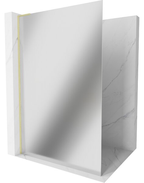 Mexen Kioto L, sprchová zástěna Walk-In 70 x 200 cm, 8mm sklo vzor zrcadlo, zlatý matný profil, 800-070-103-55-50