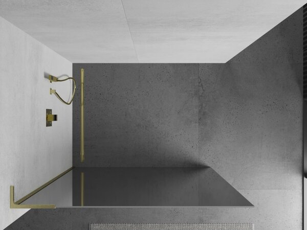 Mexen Kioto L, sprchová zástěna Walk-In 70 x 200 cm, 8mm sklo vzor zrcadlo, zlatý matný profil, 800-070-103-55-50