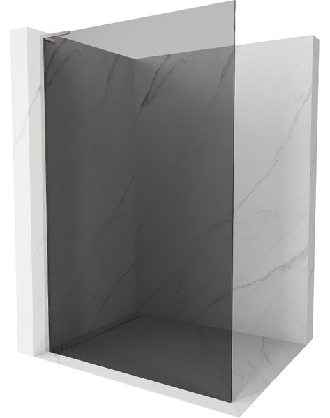 Mexen Kioto L, sprchová zástěna Walk-In 70 x 200 cm, 8mm šedé sklo, broušená ocel profil, 800-070-103-97-40