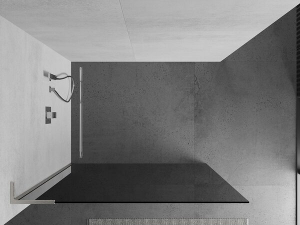 Mexen Kioto L, sprchová zástěna Walk-In 70 x 200 cm, 8mm šedé sklo, broušená ocel profil, 800-070-103-97-40