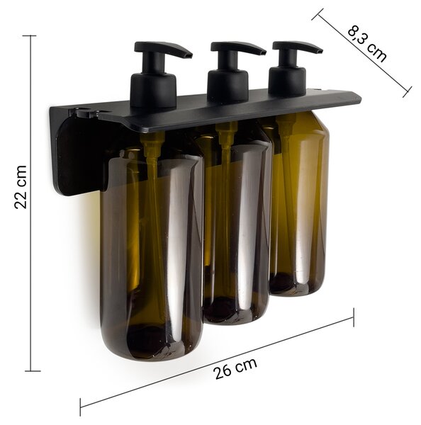 Gedy Gedy, GROUPER trojitý závěsný dávkovač mýdla, 3x500ml, hnědý, 2160