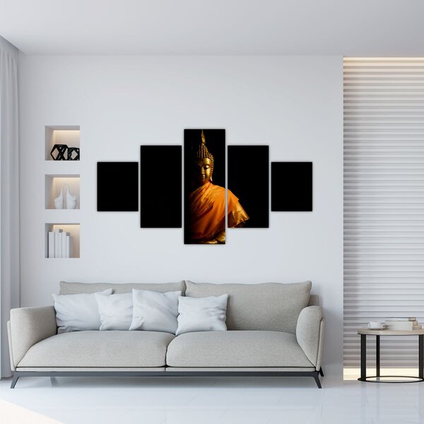 Obraz - Zlatá socha Buddhy (125x70 cm)