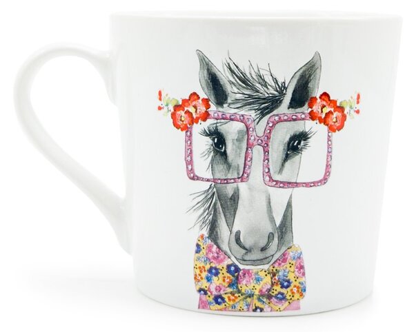 Porcelánový hrnek Kitchen Craft Kobylka Růženka, bílý, kobylka s brýlemi, Tipperleyhill, 380 ml