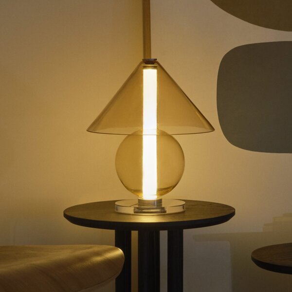 Marset A724-100-46-22K Fragile, designová stolní lampa LED 3,6W 2200K z ambrového skla se stmívačem, výška 35cm