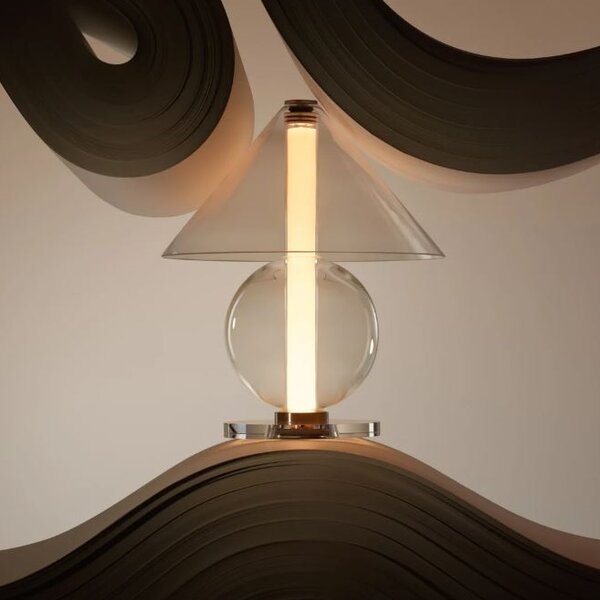 Marset A724-100-50-22K Fragile, designová stolní lampa LED 3,6W 2200K z čirého skla se stmívačem, výška 35cm