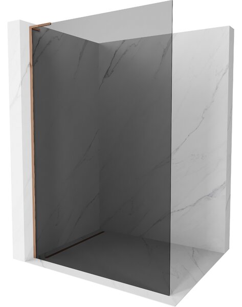 Mexen Kioto L, sprchová zástěna Walk-In 70 x 200 cm, 8mm šedé sklo, růžové zlato profil, 800-070-103-60-40