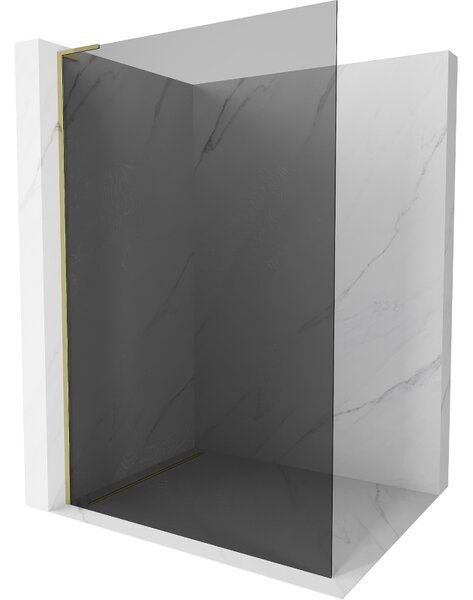 Mexen Kioto L, sprchová zástěna Walk-In 70 x 200 cm, 8mm šedé sklo, zlatý lesklý profil, 800-070-103-50-40