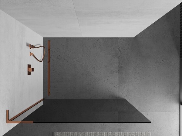 Mexen Kioto L, sprchová zástěna Walk-In 70 x 200 cm, 8mm šedé sklo, růžové zlato profil, 800-070-103-60-40