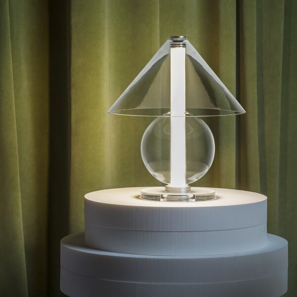 Marset A724-100-50-22K Fragile, designová stolní lampa LED 3,6W 2200K z čirého skla se stmívačem, výška 35cm