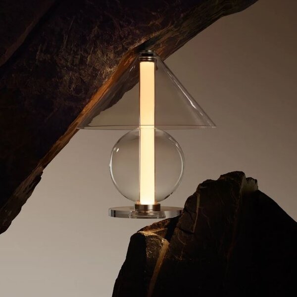 Marset A724-100-50-22K Fragile, designová stolní lampa LED 3,6W 2200K z čirého skla se stmívačem, výška 35cm