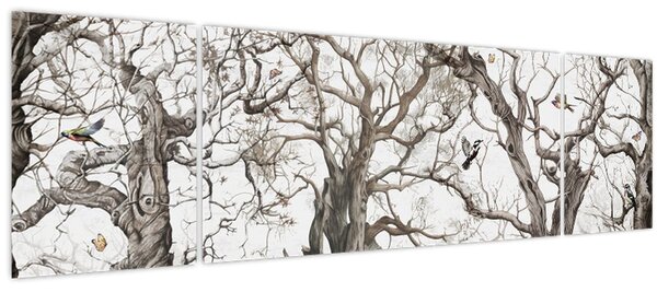 Obraz - Lesní vzor, kresba (170x50 cm)