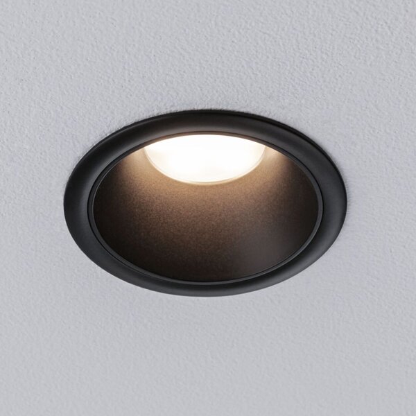 Paulmann 94871 Cole Coin, bodovka v černé úpravě, 1x6W LED 2700K tříkrokové stmívání, prům. 8,8cm, IP44