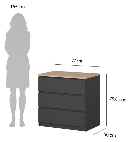 Tmavě šedá komoda 77x76x50 cm Naia – Tvilum