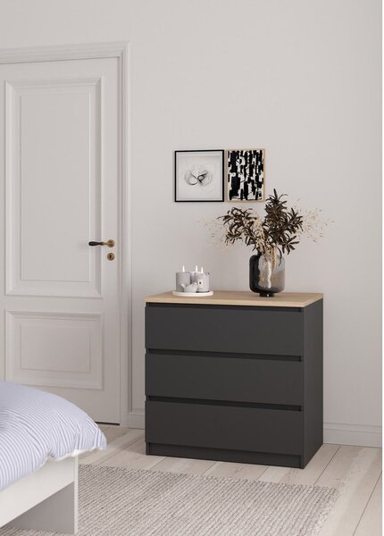 Tmavě šedá komoda 77x76x50 cm Naia – Tvilum