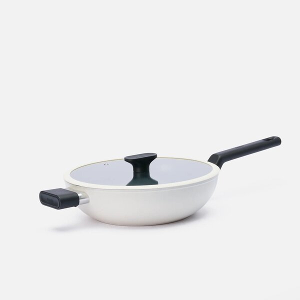 Fabini Wok pánev Meda 5.0 Economy, ø 28 cm - Nepřilnavá pánev s keramickým povrchem s poklicí, krémová