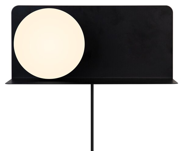 Nordlux 2312931003 Lilibeth, černá nástěnná lampa s poličkou a vypínačem 1xE14, šířka 35cm