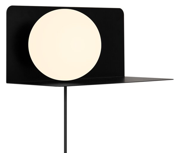 Nordlux 2312931003 Lilibeth, černá nástěnná lampa s poličkou a vypínačem 1xE14, šířka 35cm