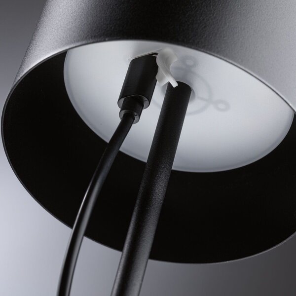 Paulmann 76998 Tuni, černá nabíjecí lampička, 2,8W LED 2700K dotykové ovládání, výška 35cm, IP44