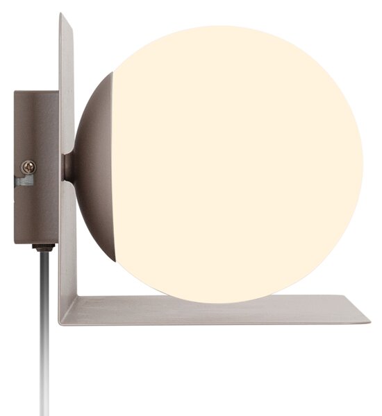 Nordlux 2312931018 Lilibeth, hnědá nástěnná lampa s poličkou a vypínačem 1xE14, šířka 35cm