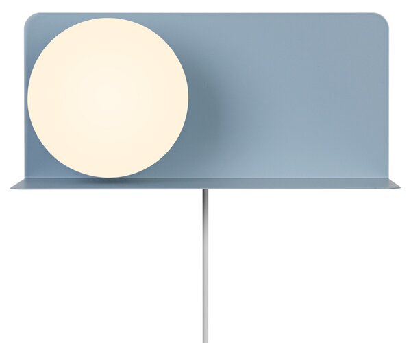 Nordlux 2312931006 Lilibeth, modrá nástěnná lampa s poličkou a vypínačem 1xE14, šířka 35cm